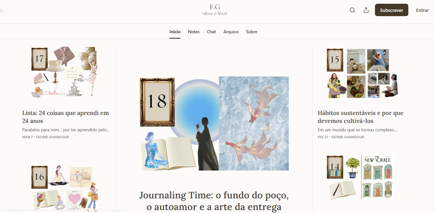 Blog Fatime Ghandour. Reprodução: Substack