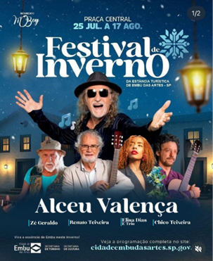 Cartaz de divulgação de Festival de Inverno de Embu das Artes em que Elisa cantou com grandes nomes da música popular brasileira. Fonte: Instagram @elisadiass