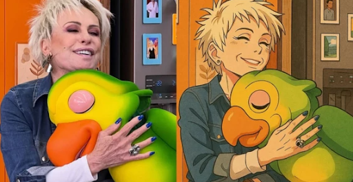 Imagem feita artificialmente de Ana Maria Braga no estilo Ghibli