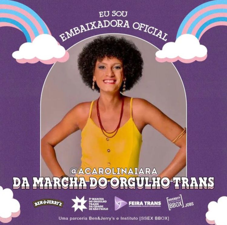 Carolina Iara: Embaixadora Oficial da Marcha do Orgulho Trans - Imagem: Ben & Jerry's e Instituto [SSEX BBOX]