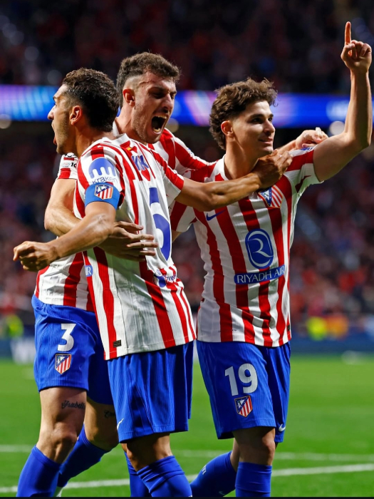 (Jogadores do Atlético de Madrid comemorando gol. Divulgação: instagram @atleticodemadrid)