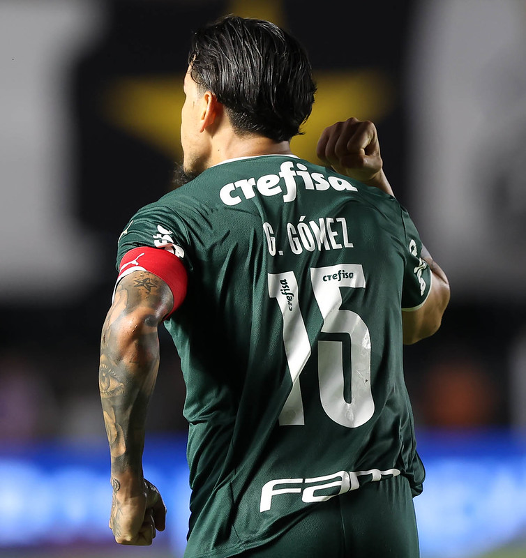 Gustavo Gómez comemora gol da vitória em clássico. Foto: Cesar Greco/Palmeiras