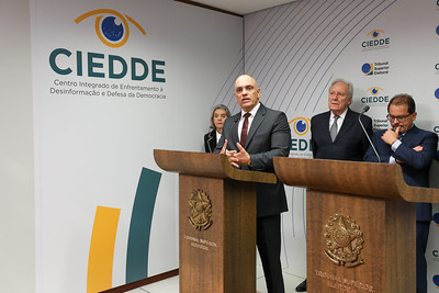 ​  Ministro Alexandre de Moraes discursando na inauguração do CIEDDE no TSE. Foto: Luiz Roberto  ​