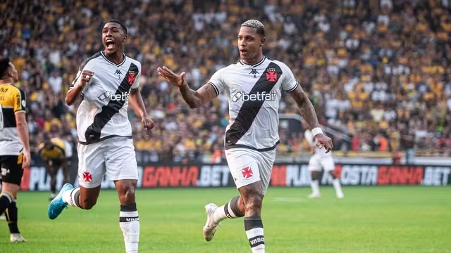 Atacante David comemora o gol de empate contra o Criciúma, no duelo do último domingo (18) — Foto: Leandro Miranda/Vasco