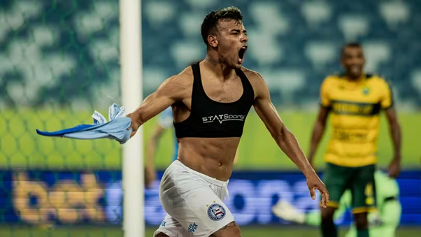 Lucho Rodríguez comemora gol que garantiu o triunfo para o Bahia. Foto: Letícia Martins/EC Bahia