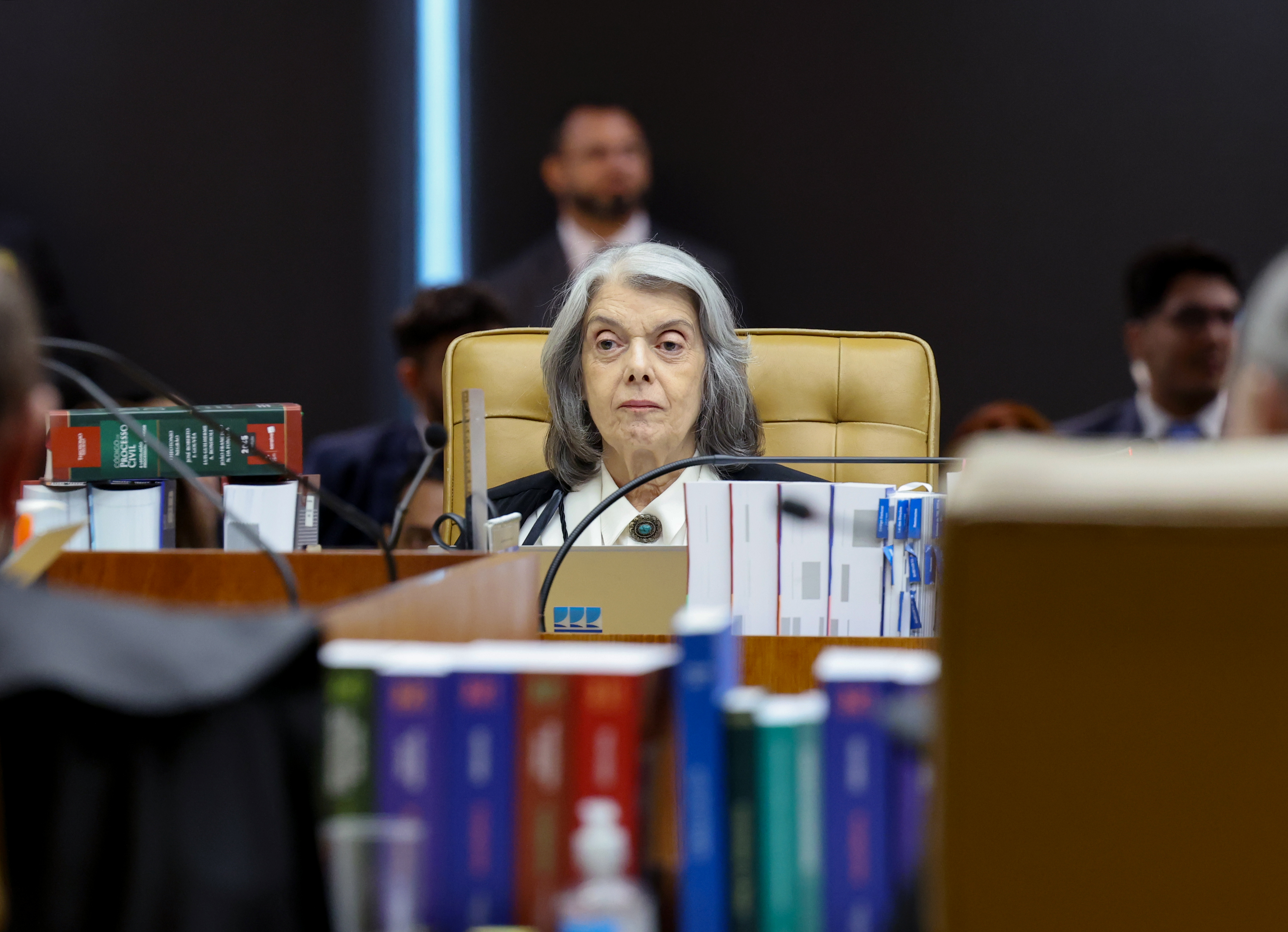 Ministra Cármem Lúcia no julgamento de Moraes, em 15 de setembro. 