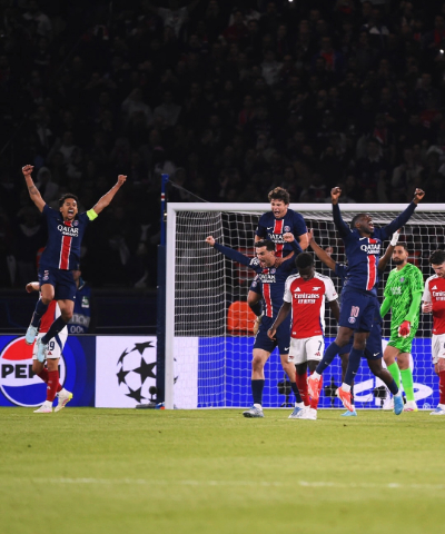 Comemoração dos jogadores do Paris Saint-Germain após classificação