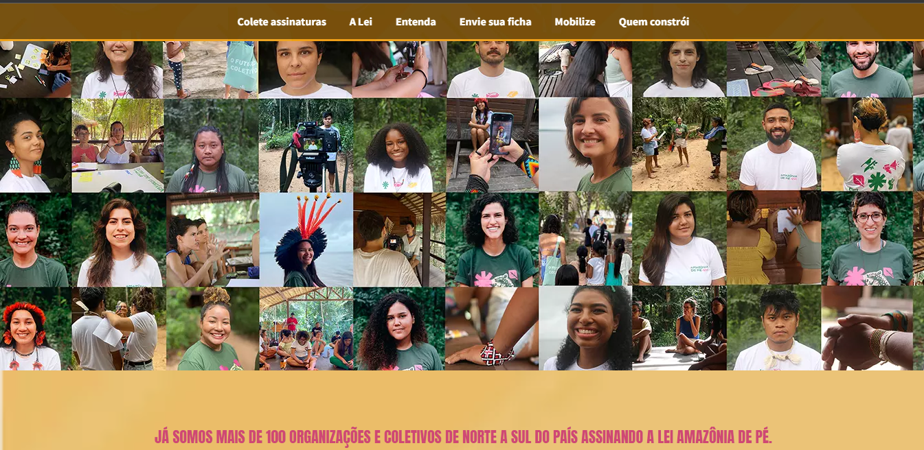 Captura de tela do site do projeto Amazônia de Pé. Reprodução: https://amazoniadepe.org.br/
