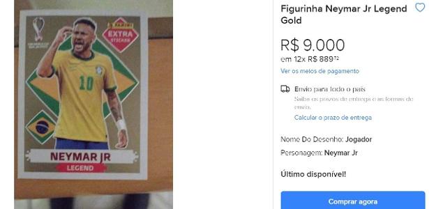 Figurinha de Neymar Ouro sendo vendida por R$ 9.000