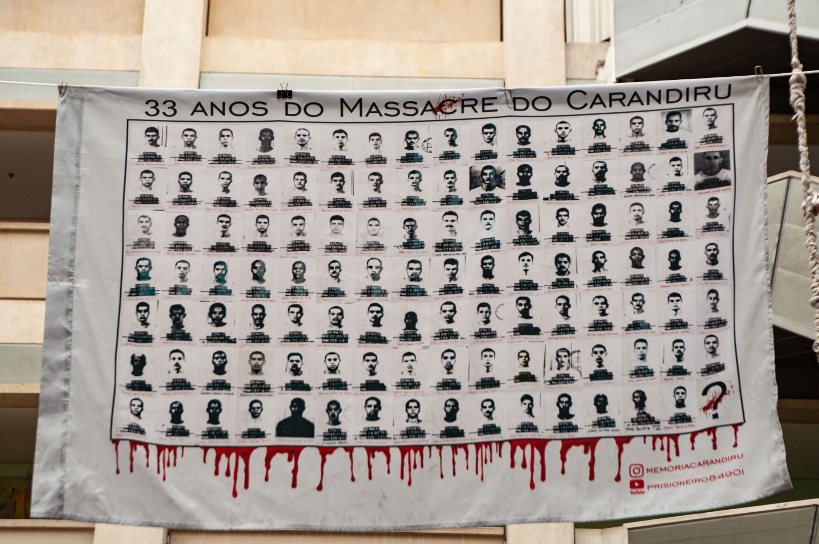 Fotos das 111 vítimas do Massacre do Carandiru no dia 02 de outubro de 1992, no evento de 33 anos do acontecimento. Foto: Daniela Cid