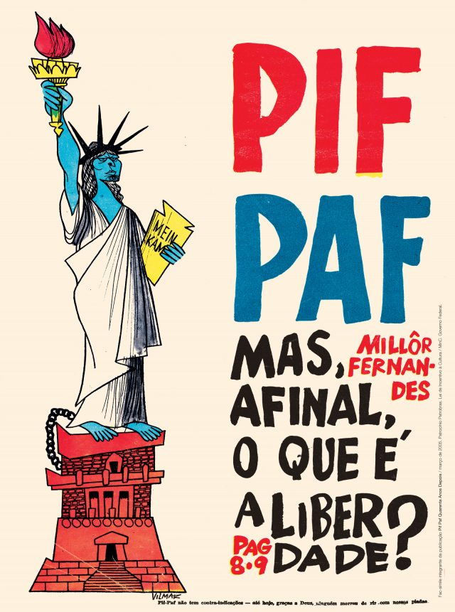 Página de Pif-Paf, n.3, p.24, de 22 de junho de 1964. Millôr Fernandes (texto) e Vilmar (desenho). Acervo Millôr Fernandes / IMS