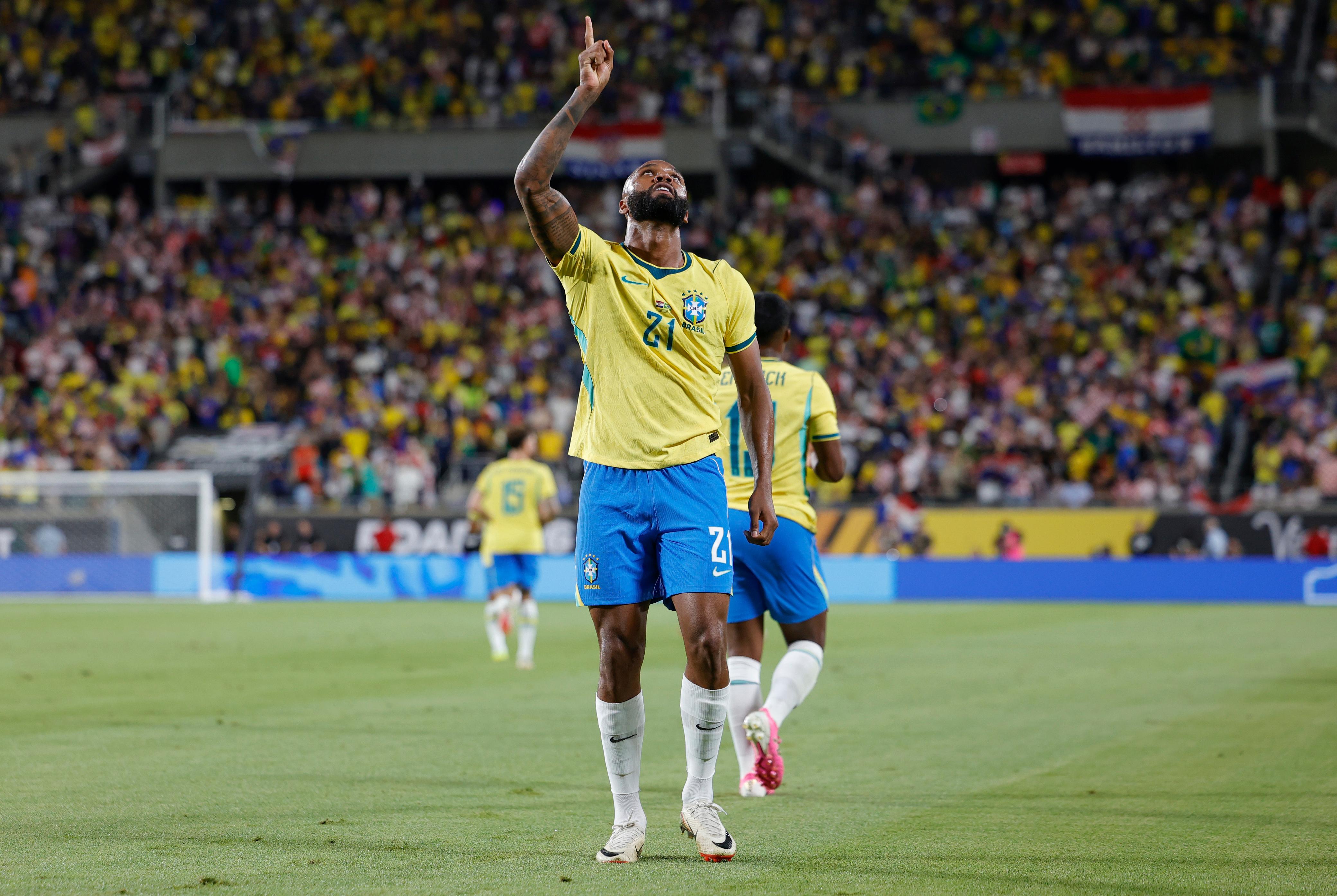 De pênalti, Igor Thiago anotou seu primeiro gol pela Seleção Brasileira. Foto: Rafael Ribeiro/CBF