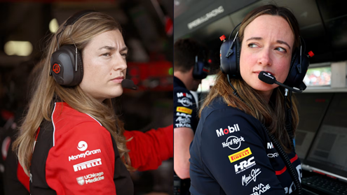 Laura Mueller (engenheira de corrida da Haas) e Hannah Schmitz (estrategista-chefe da Red Bull) respectivamente. Foto/Reprodução: Fórmula 1