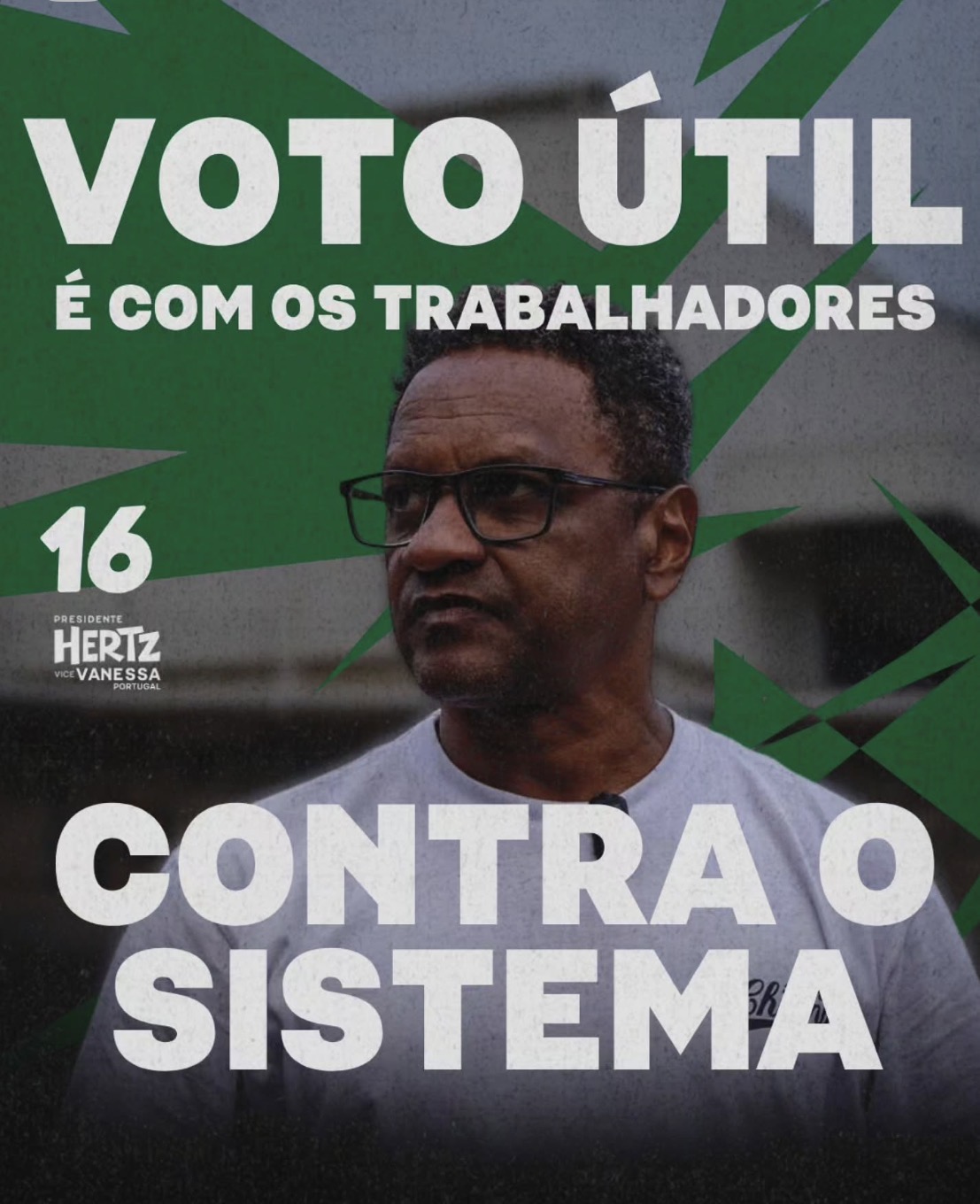 imagem de Hertz com a frase “Voto útil é com os trabalhadores contra o sistema”