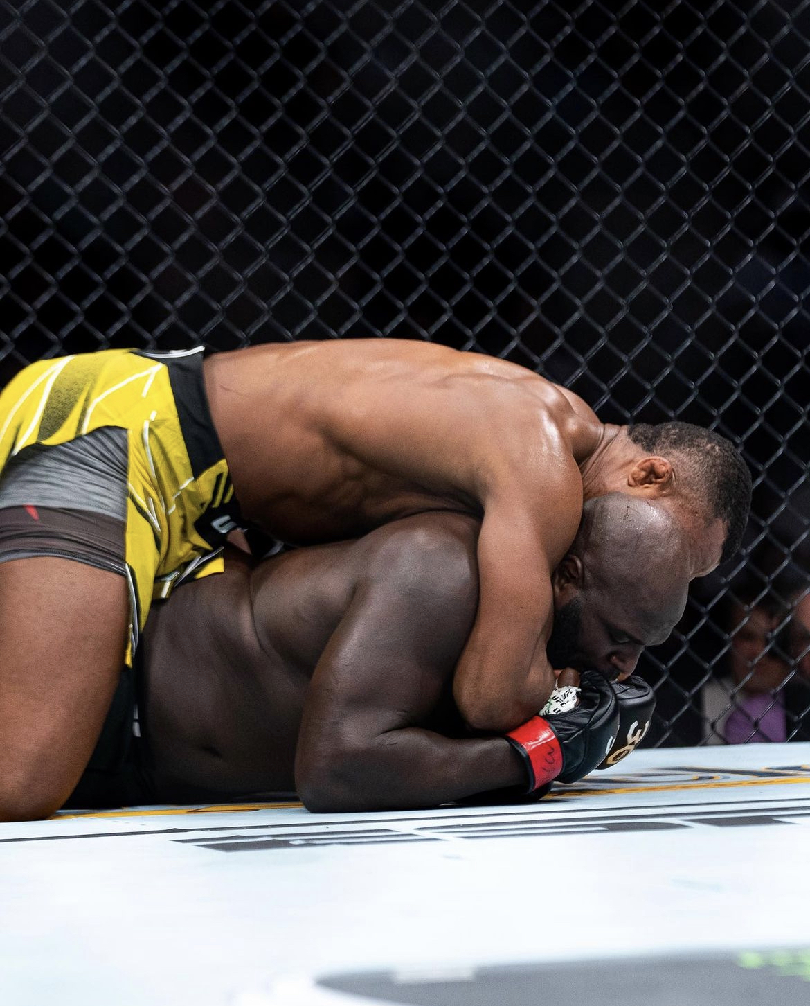 Jailton Almeida acertando o mata-leão decisivo pra cima de Jairzinho Rozenstruik. (Reprodução / Instagram: @ufc) 