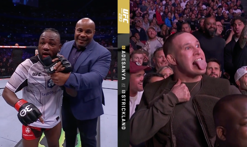 Manel Kape insultando Kai Kara-France que respondeu com o tradicional Haka. (Reprodução: Transmissão ao vivo - UFC FIGHT PASS)