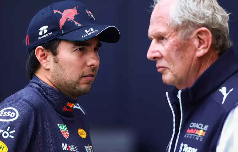 Helmut Marko, consultor da Red Bull, e Sergio Pérez 