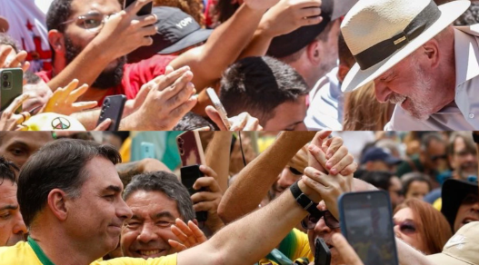 Lula e Flávio com seus respectivos eleitorados Reprodução: Agência Brasil/Bruno Peres (Lula) e Fernando Frazão (Flávio Bolsonaro)