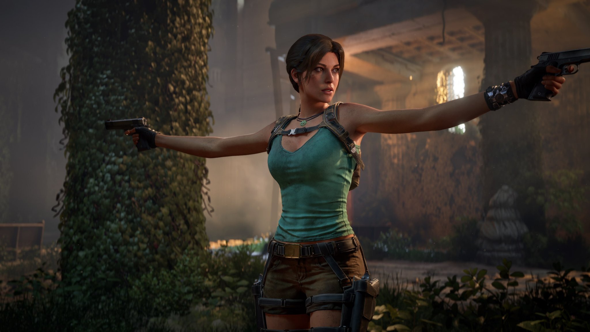 Lara croft, protagonista da série Tomb Raider, em um dos frames para o novo jogo da franquia.
