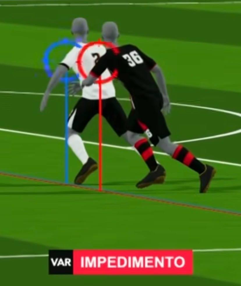 impedimento marcado no gol anulado do vitoria pelo VAR