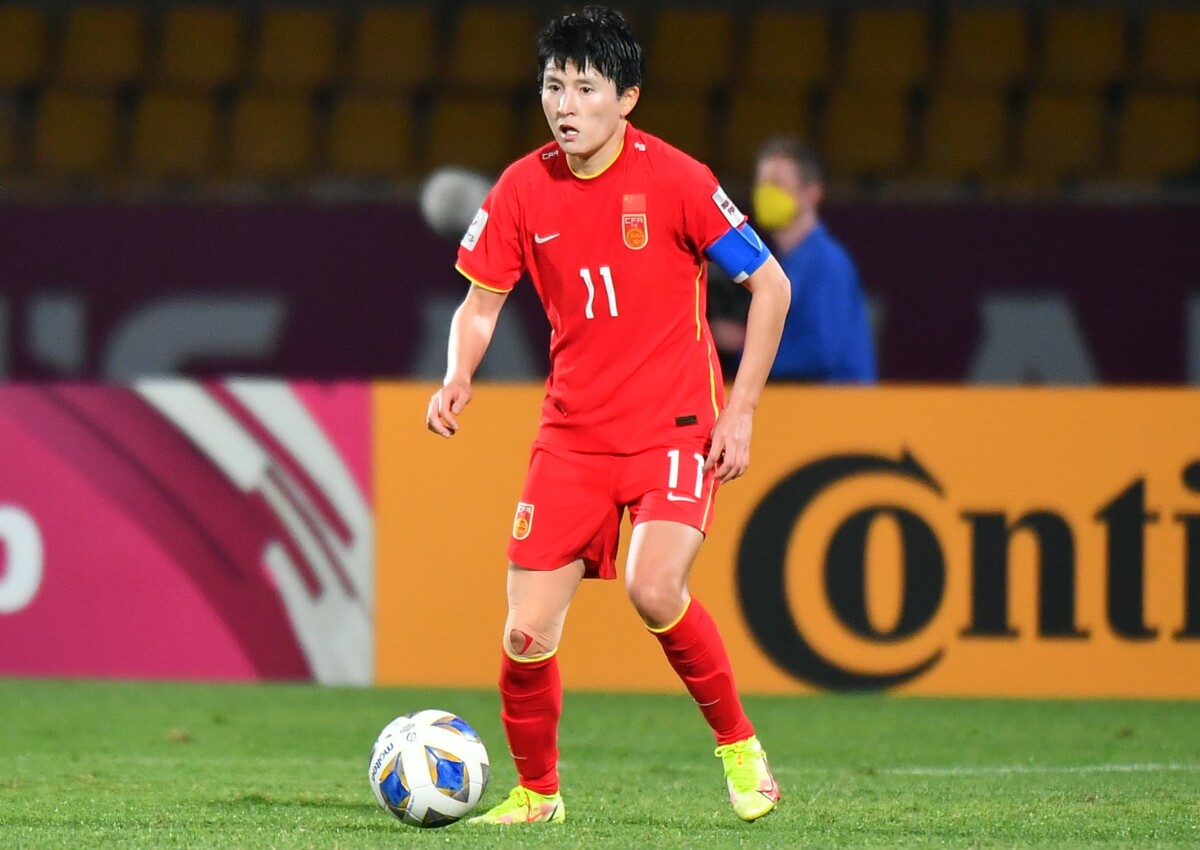 A atacante Wang Shanshan, de 33 anos, da seleção chinesa. Foto: Reprodução/AFC Women's Asian Cup.