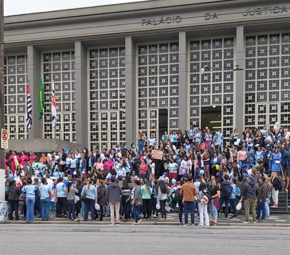 Protesto contra o rol taxativo acontece em Santos nesta quarta-feira (8) — Foto: Reprodução