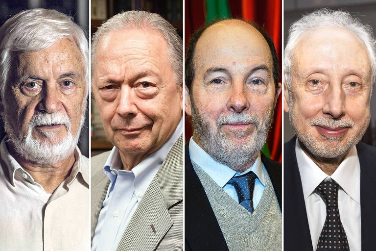 Da esquerda para a direita, os economistas Edmar Bacha, Pedro Malan, Arminio Fraga e Persio Arida - Foto: Zo Guimaraes, Zanone Fraissat e Missioneiro/Folhapress/Folhapress e Guito Moreto/Agência O Globo