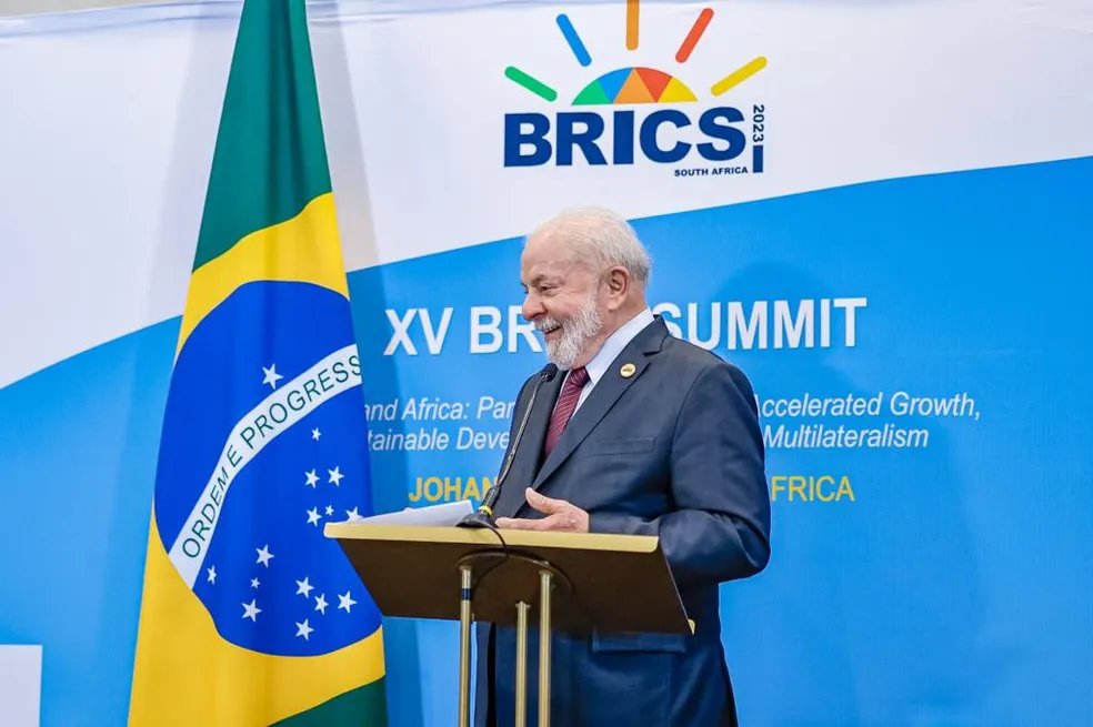 Presidente Lula em encontro de líderes do Brics, na África do Sul, em 2023 — Foto: Ricardo Stuckert