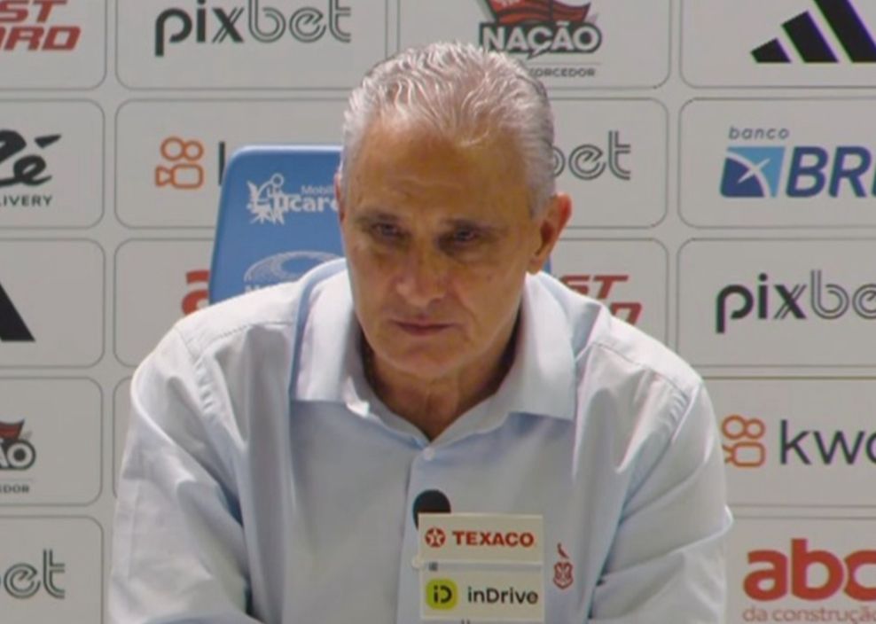 Tite em sua última coletiva como treinador do Flamengo. - Reprodução: Fla TV