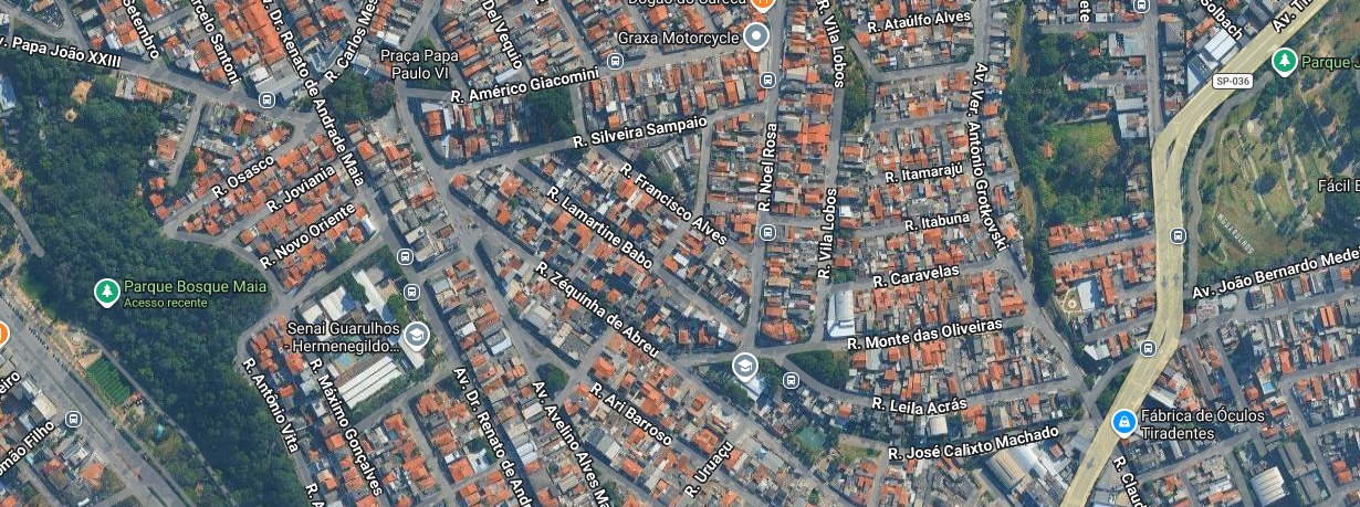 Imagem do google Maps do Bosque Maia