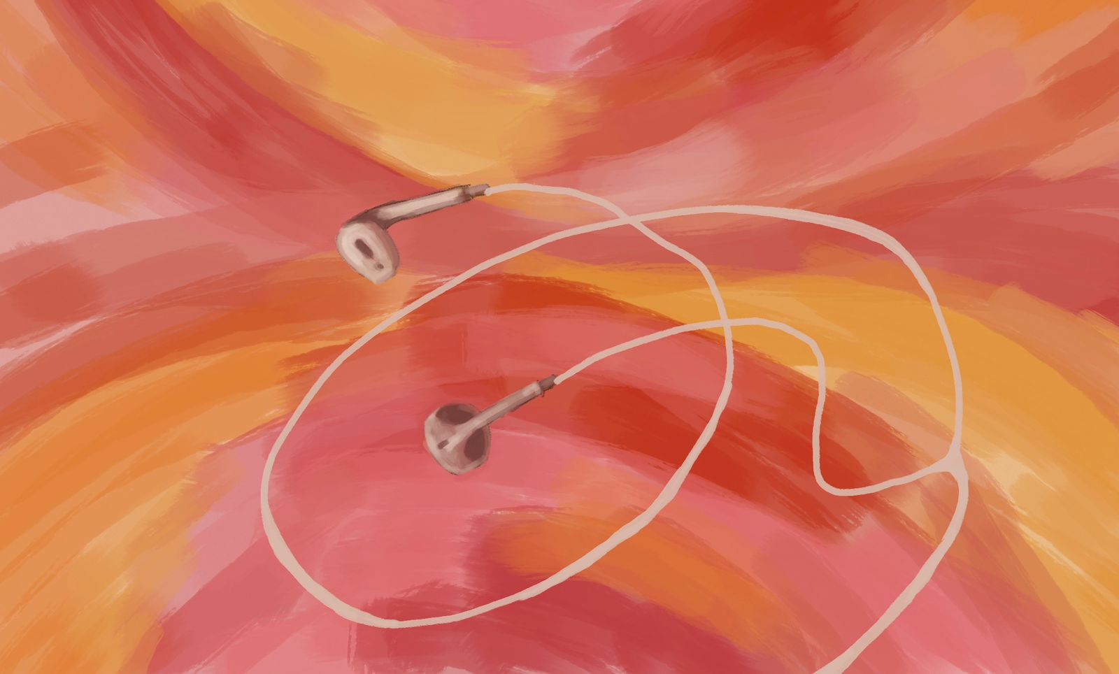 Ilustração de fones de ouvido em um fundo colorido 